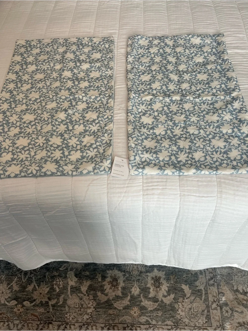 Pottery Barn Blue and White Floral Pillow Shams